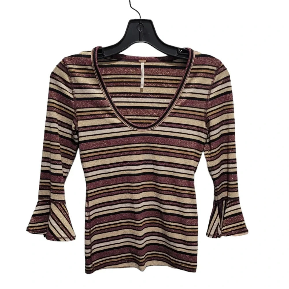 Free People Surprise Party metallic striped top - Picture 2 of 6